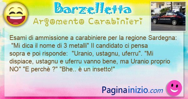 Barzelletta argomento Carabinieri: Esami di ammissione a carabiniere per la regione ... (id=3210)