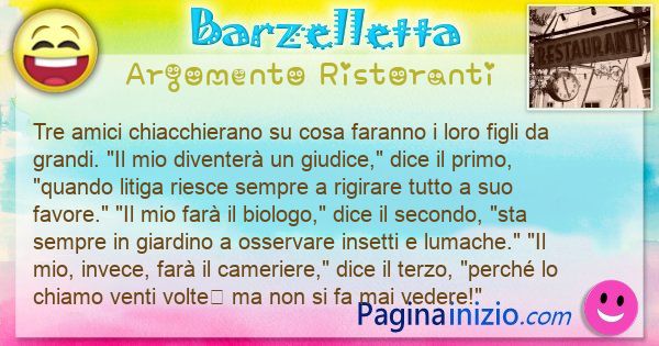 Barzelletta argomento Ristoranti: Tre amici chiacchierano su cosa faranno i loro figli da ... (id=3411)