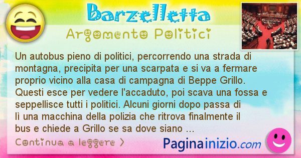 Barzelletta argomento Politici: Un autobus pieno di politici, percorrendo una strada di ... (id=873)