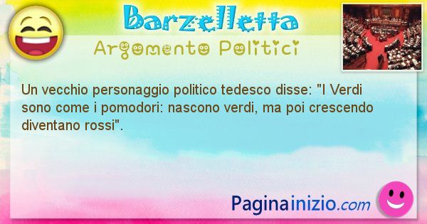 Barzelletta argomento Politici: Un vecchio personaggio politico tedesco disse: I Verdi ... (id=893)