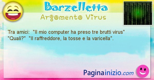 Barzelletta argomento Virus: Tra amici:  Il mio computer ha preso tre brutti ... (id=1161)