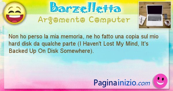 Barzelletta argomento Computer: Non ho perso la mia memoria, ne ho fatto una copia sul ... (id=1245)