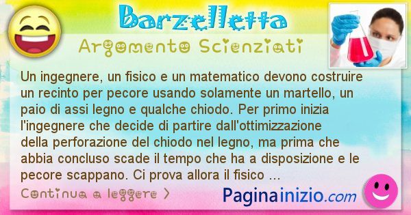 Barzelletta argomento Scienziati: Un ingegnere, un fisico e un matematico devono costruire ... (id=2258)