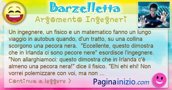 Barzelletta argomento Ingegneri: Un ingegnere, un fisico e un matematico fanno un lungo ... (id=3409)
