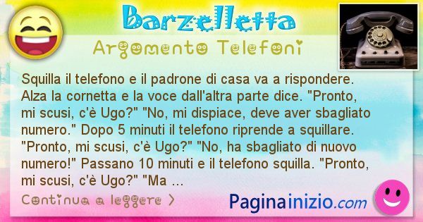 Barzelletta argomento Telefoni: Squilla il telefono e il padrone di casa va a rispondere. ... (id=2325)