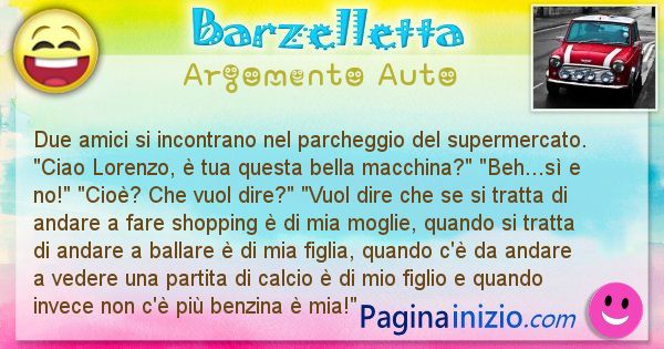 Barzelletta argomento Auto: Due amici si incontrano nel parcheggio del supermercato. ... (id=2357)