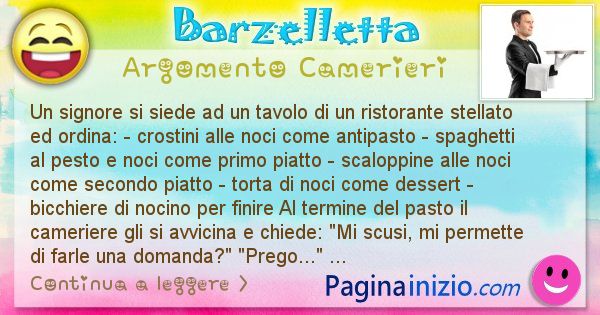 Barzelletta argomento Camerieri: Un signore si siede ad un tavolo di un ristorante ... (id=2605)