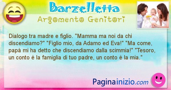 Barzelletta argomento Genitori: Dialogo tra madre e figlio. Mamma ma noi da chi ... (id=2641)