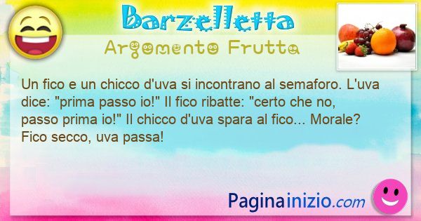 Barzelletta argomento Frutta: Un fico e un chicco d'uva si incontrano al ... (id=3093)