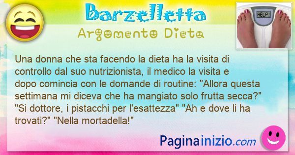 Barzelletta argomento Dieta: Una donna che sta facendo la dieta ha la visita di ... (id=3117)