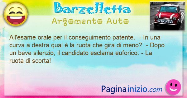 Barzelletta argomento Auto: All'esame orale per il conseguimento patente.  - In ... (id=3144)