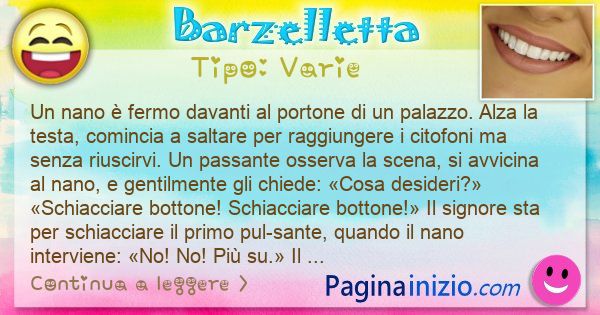 Varie: Un nano  fermo davanti al portone di un palazzo. Alza la ... (id=3284)