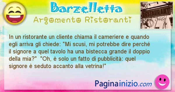 Barzelletta argomento Ristoranti: In un ristorante un cliente chiama il cameriere e quando ... (id=626)