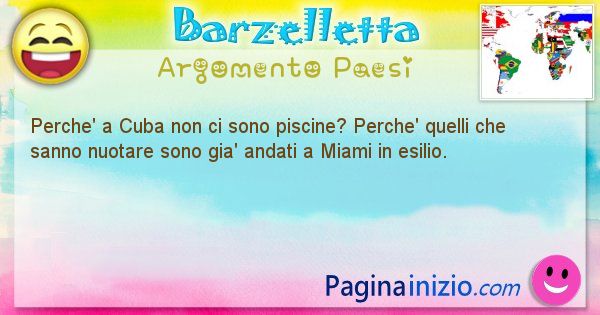 Barzelletta argomento Paesi: Perche' a Cuba non ci sono piscine? Perche' quelli che ... (id=883)