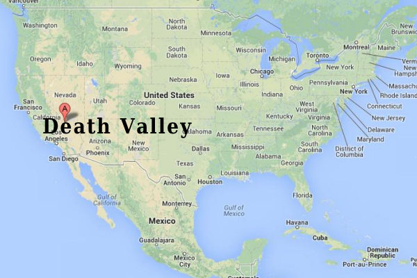 Il punto A indica dove si trova la Valle della Morte