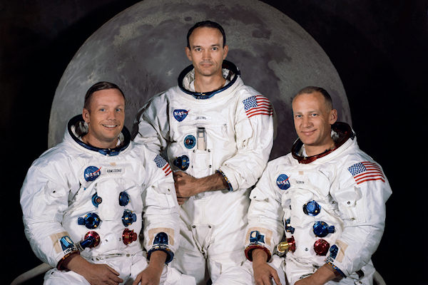 L'Apollo 11 che sbarc sulla luna il 20 luglio 1969: Armstrong, Collins e Aldrin