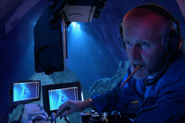 James Cameron durante l'immersione nella Fossa delle Marianne