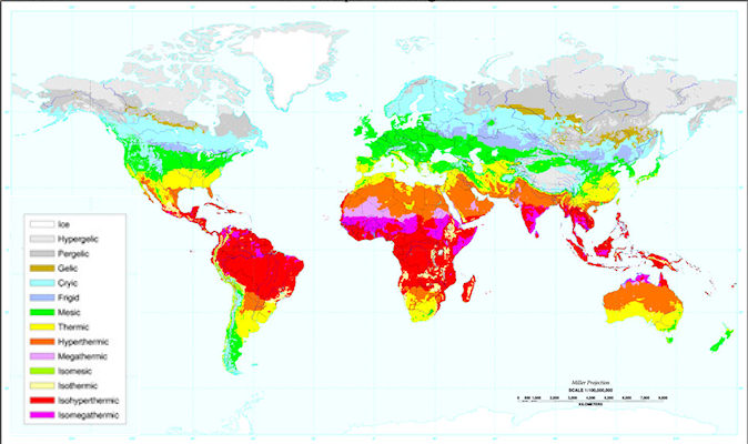 Mappa della distribuzione mondiale della temperatura