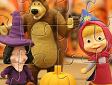 <b>Masha Halloween puzzle - Masha and the bear halloween party