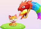Gioco Gatto e drago colorato