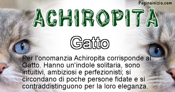 Achiropita - Animale associato al nome Achiropita