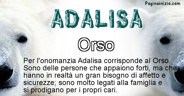 Adalisa - Animale associato al nome Adalisa