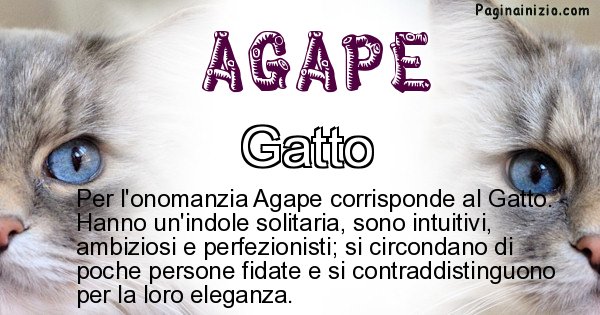 Agape - Animale associato al nome Agape