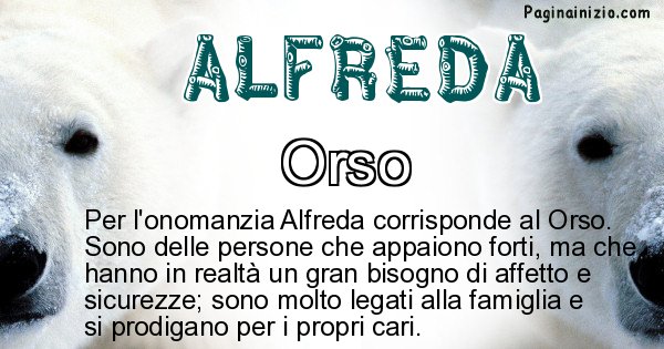 Alfreda - Animale associato al nome Alfreda