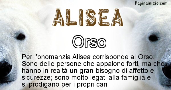 Alisea - Animale associato al nome Alisea