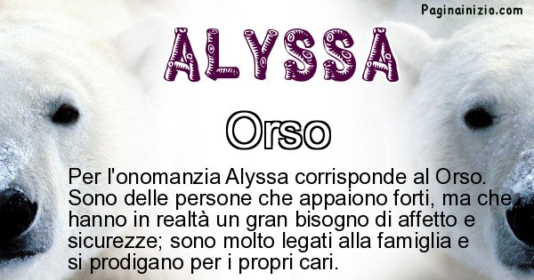 Alyssa - Animale associato al nome Alyssa