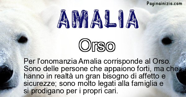 Amalia - Animale associato al nome Amalia