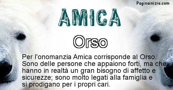 Amica - Animale associato al nome Amica