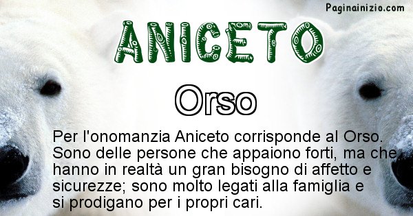 Aniceto - Animale associato al nome Aniceto
