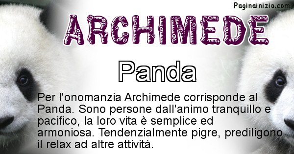 Archimede - Animale associato al nome Archimede