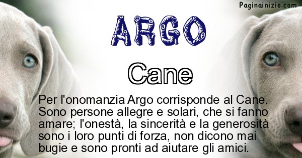 Argo - Animale associato al nome Argo