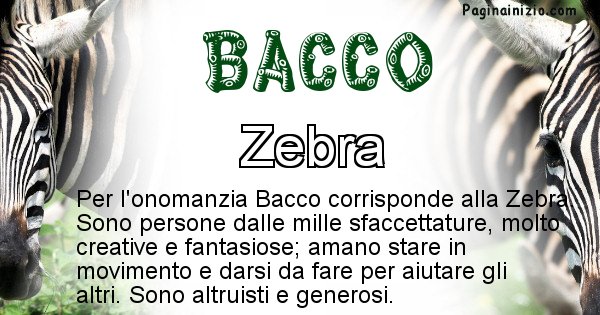 Bacco - Animale associato al nome Bacco