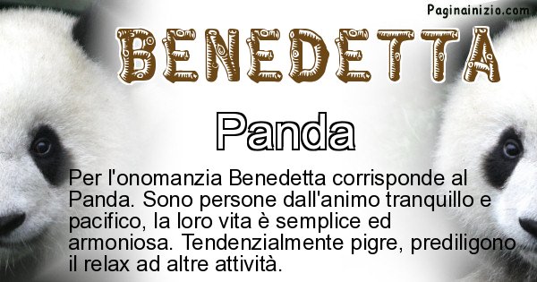 Benedetta - Animale associato al nome Benedetta