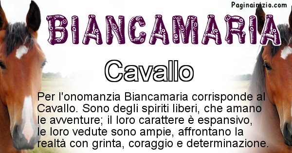 Biancamaria - Animale associato al nome Biancamaria