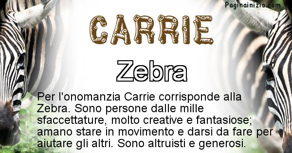 Carrie - Animale associato al nome Carrie