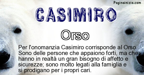 Casimiro - Animale associato al nome Casimiro