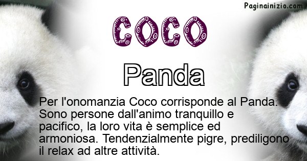 Coco - Animale associato al nome Coco