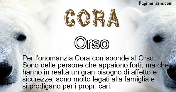 Cora - Animale associato al nome Cora