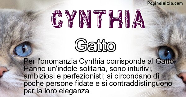 Cynthia - Animale associato al nome Cynthia