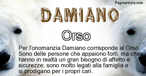 Damiano - Animale associato al nome Damiano