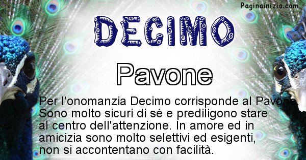 Decimo - Animale associato al nome Decimo