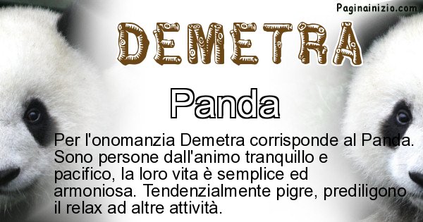Demetra - Animale associato al nome Demetra