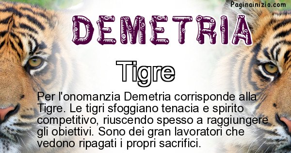 Demetria - Animale associato al nome Demetria