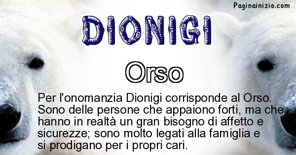 Dionigi - Animale associato al nome Dionigi