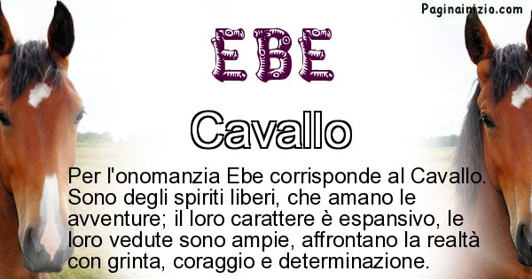 Ebe - Animale associato al nome Ebe