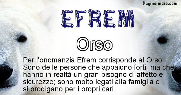 Efrem - Animale associato al nome Efrem